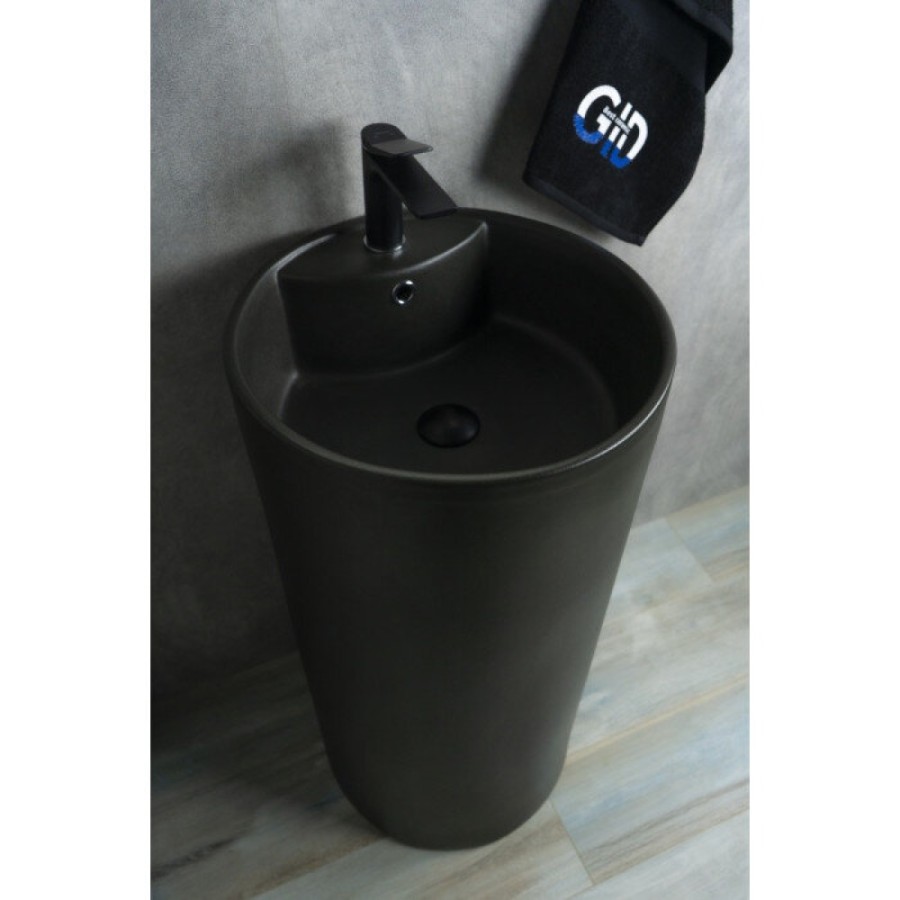 Раковина Gid Autonomo Nb135bg 81109, 45 см, фаянс, напольная, черный графит