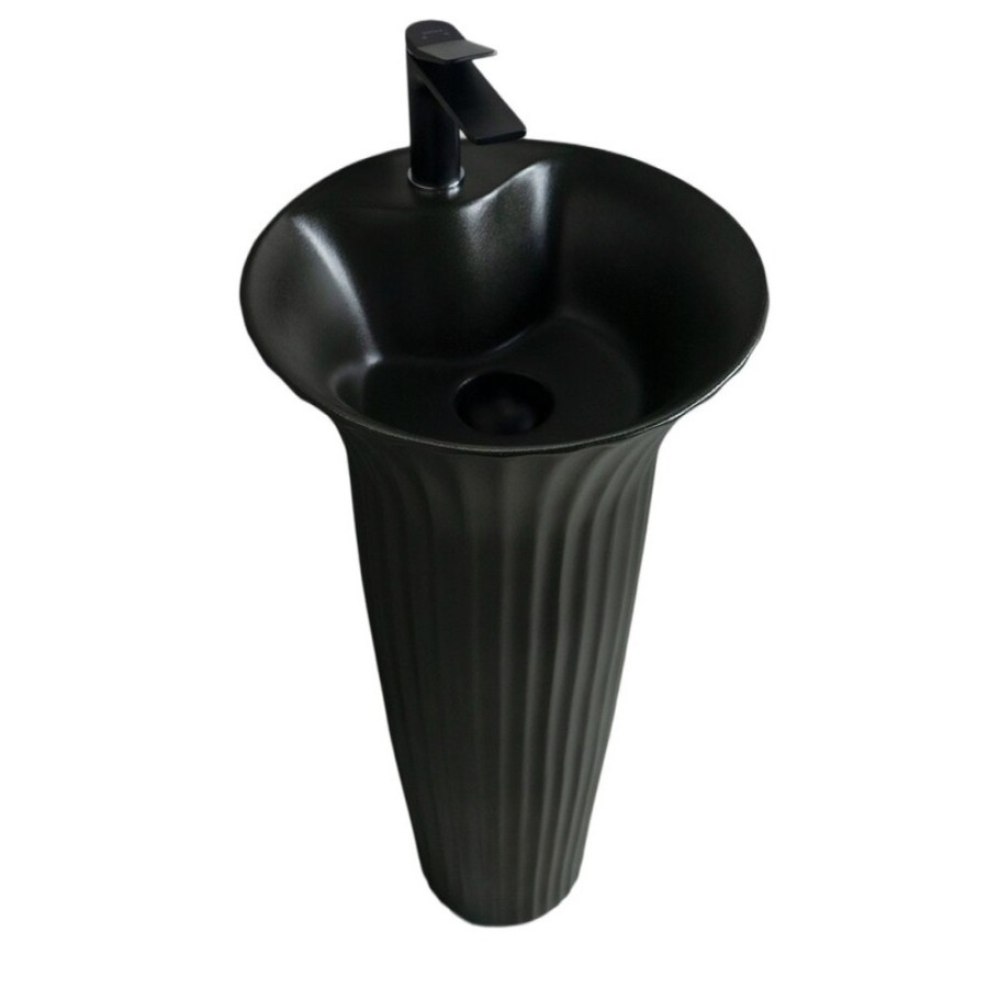Раковина Gid Autonomo Nb132bg 81114, 41 см, фаянс, напольная, черный графит