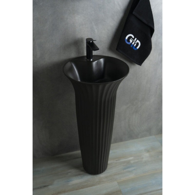 Раковина Gid Autonomo Nb132bg 81114, 41 см, фаянс, напольная, черный графит