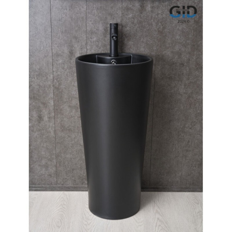 Раковина Gid Autonomo Nb131bm 81120, 40 см, фаянс, напольная, черная матовая