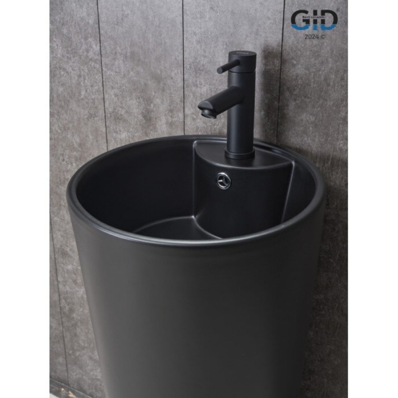 Раковина Gid Autonomo Nb131bm 81120, 40 см, фаянс, напольная, черная матовая