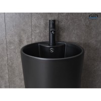 Раковина Gid Autonomo Nb131bm 81120, 40 см, фаянс, напольная, черная матовая
