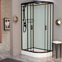 Душевая кабина Frank F418 L Black, 100 х 80 см, низкий поддон, стекла прозрачные, профиль черный, 814814