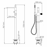 Смеситель для ванны и душа WasserKRAFT Schunter, напольный, матовое золото, 8221