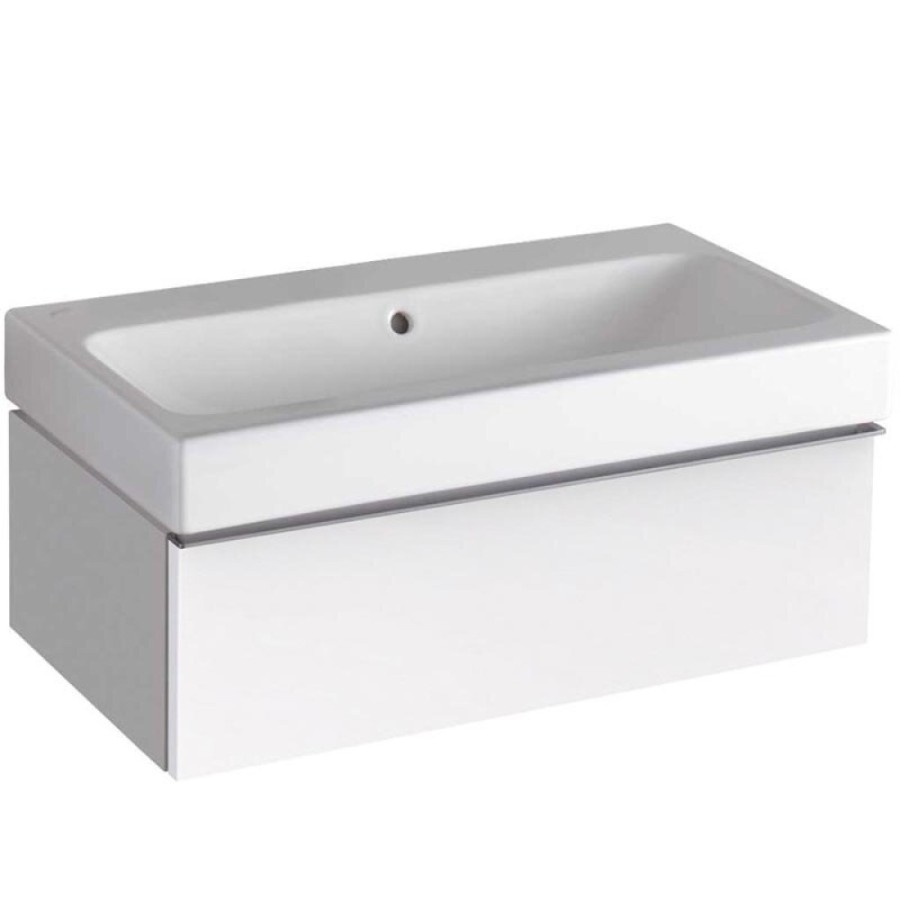 Тумба под раковину Geberit iCon 840275000, 74 см, подвесная, цвет белый глянец