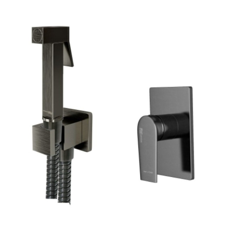 Гигиенический душ WasserKRAFT 8400, А84095, со смесителем, вороненая сталь, gunmetal
