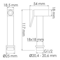 Гигиенический душ WasserKRAFT 8400, А84095, со смесителем, вороненая сталь, gunmetal