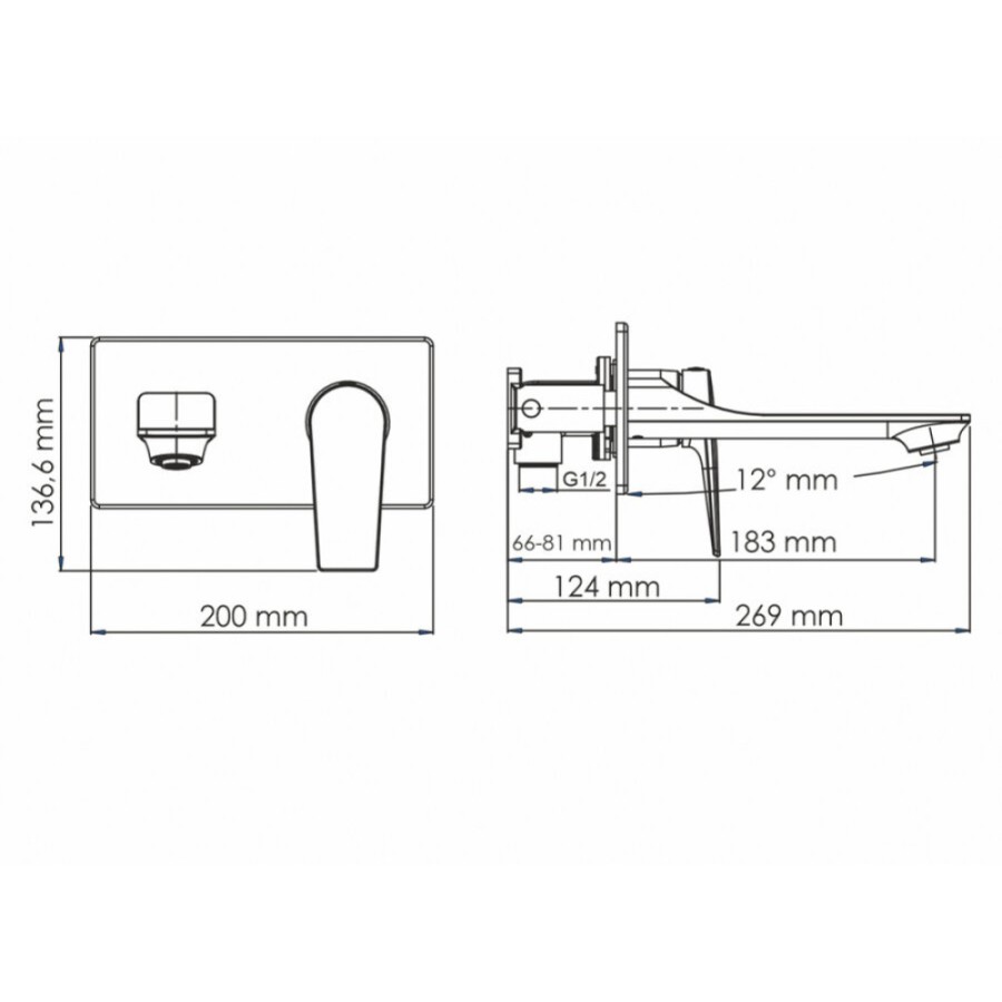 Смеситель скрытого монтажа для раковины WasserKRAFT Wiese, вороненая сталь, gunmetal, 8430