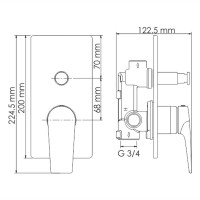 Смеситель скрытого монтажа WasserKRAFT 8461 для ванны и душа, вороненая сталь, gunmetal