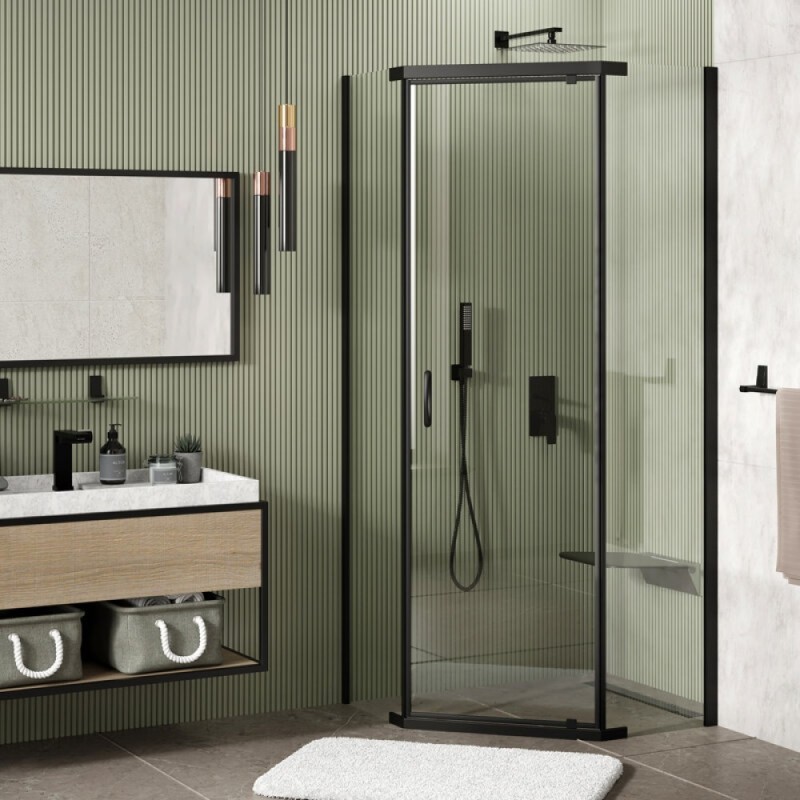 Душевой уголок WasserKRAFT Wiese 84P 84P11, 90 х 90 см, профиль черный, стекло прозрачное