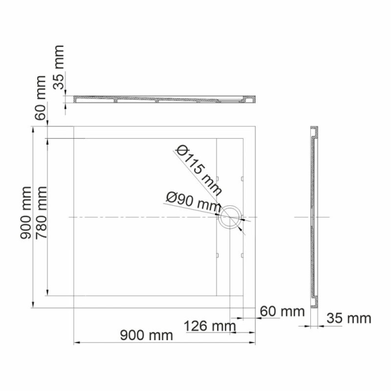 Душевой поддон WasserKRAFT Wiese 84T 84T03, 90 х 90 см, серый матовый
