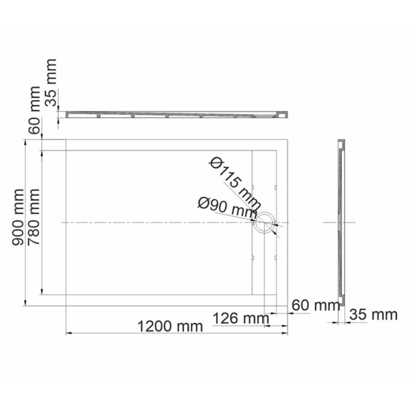 Душевой поддон WasserKRAFT Wiese 84T 84T07, 120 х 90 см, серый матовый
