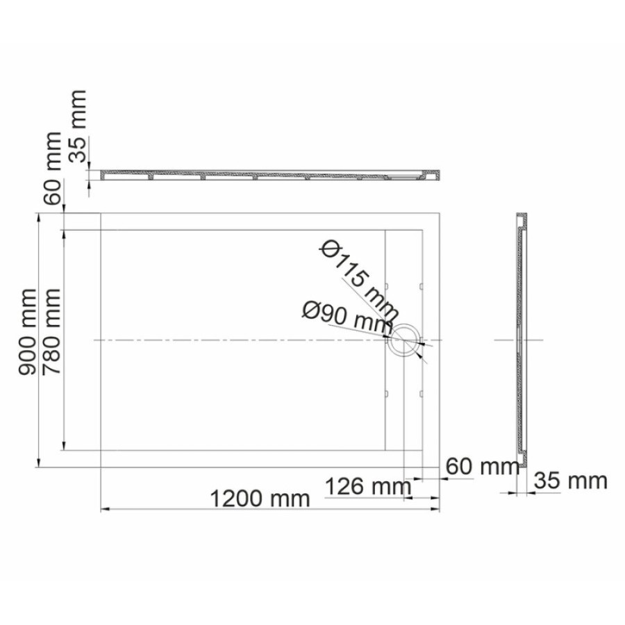 Душевой поддон WasserKRAFT Wiese 84T 84T07, 120 х 90 см, серый матовый