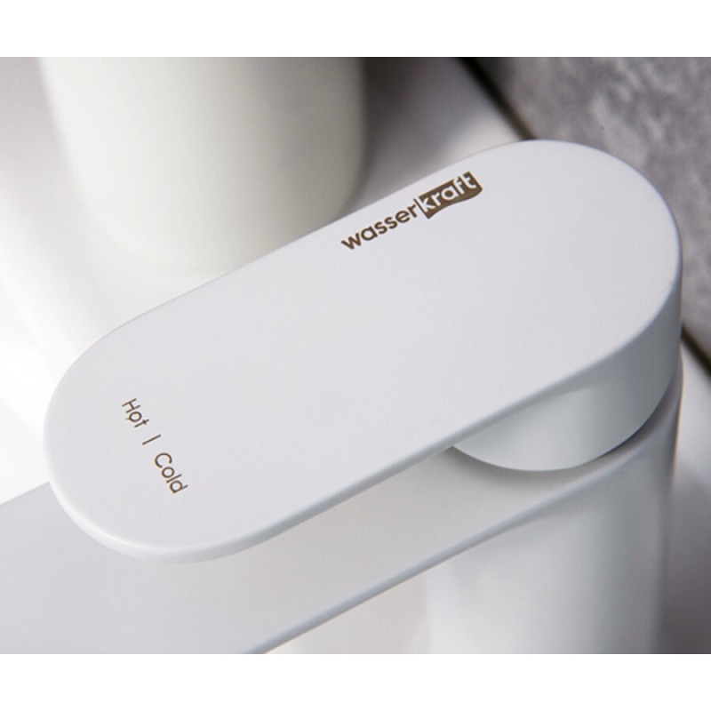 Смеситель WasserKRAFT для раковины, цвет белый Soft-touch, 8503