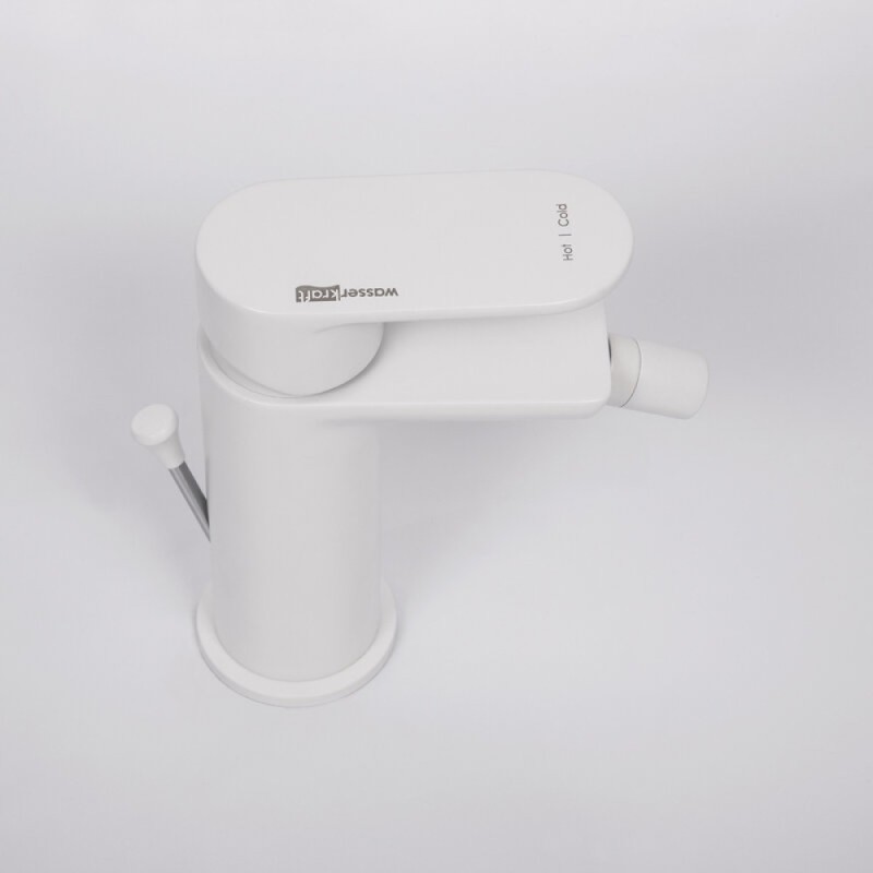 Смеситель WasserKRAFT Mindel, для биде, с донным клапаном, цвет белый Soft-touch, 8506