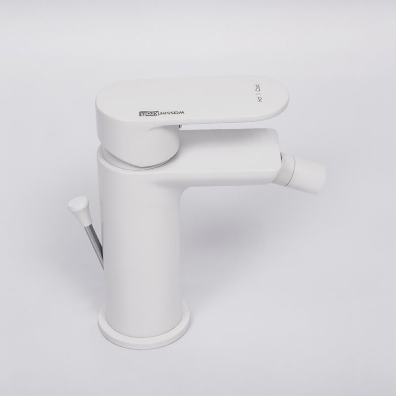 Смеситель WasserKRAFT Mindel, для биде, с донным клапаном, цвет белый Soft-touch, 8506