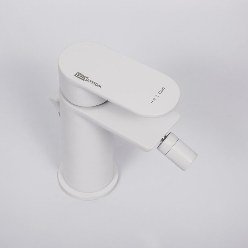 Смеситель WasserKRAFT Mindel, для биде, с донным клапаном, цвет белый Soft-touch, 8506