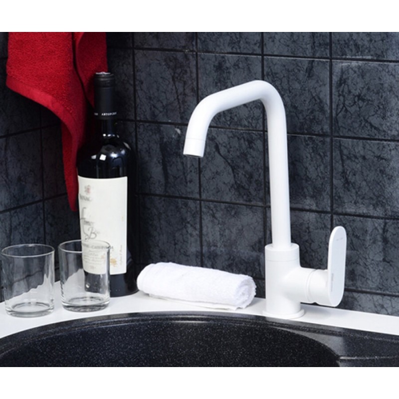 Смеситель WasserKRAFT для кухонной мойки, цвет белый Soft-touch, 8507