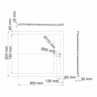 Душевой поддон WasserKRAFT Mindel 85T 85T03, 90 х 90 см, белый матовый