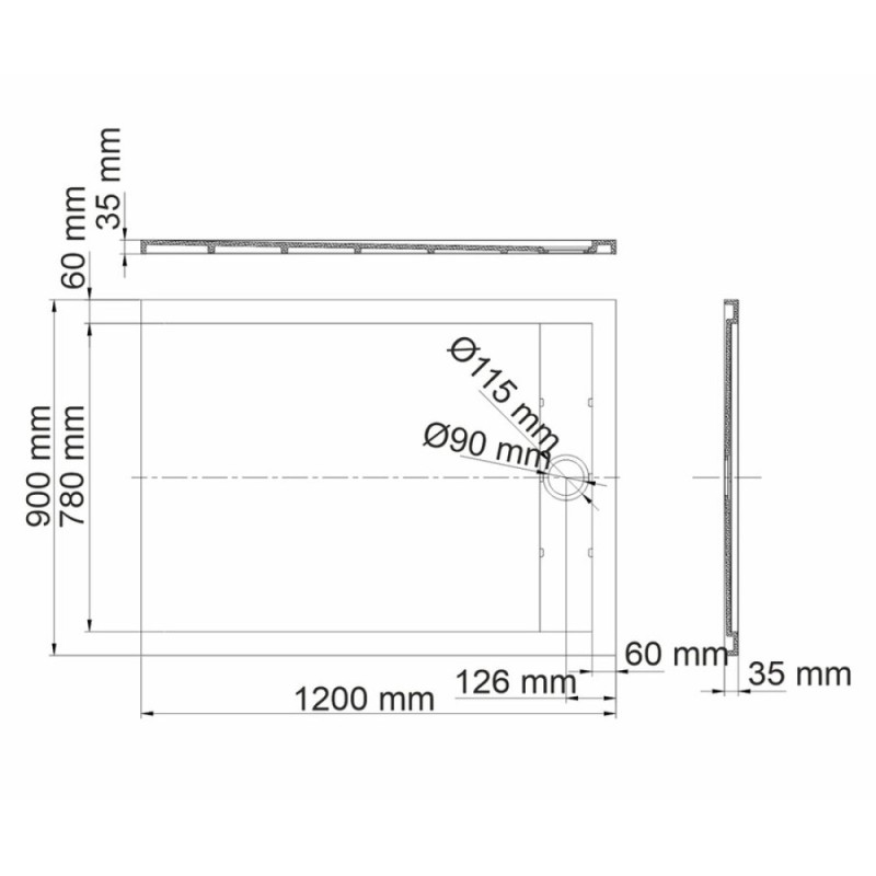 Душевой поддон WasserKRAFT Mindel 85T 85T07, 120 х 90 см, белый матовый