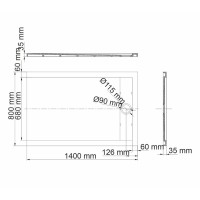 Душевой поддон WasserKRAFT Mindel 85T 85T35, 140 х 80 см, белый матовый