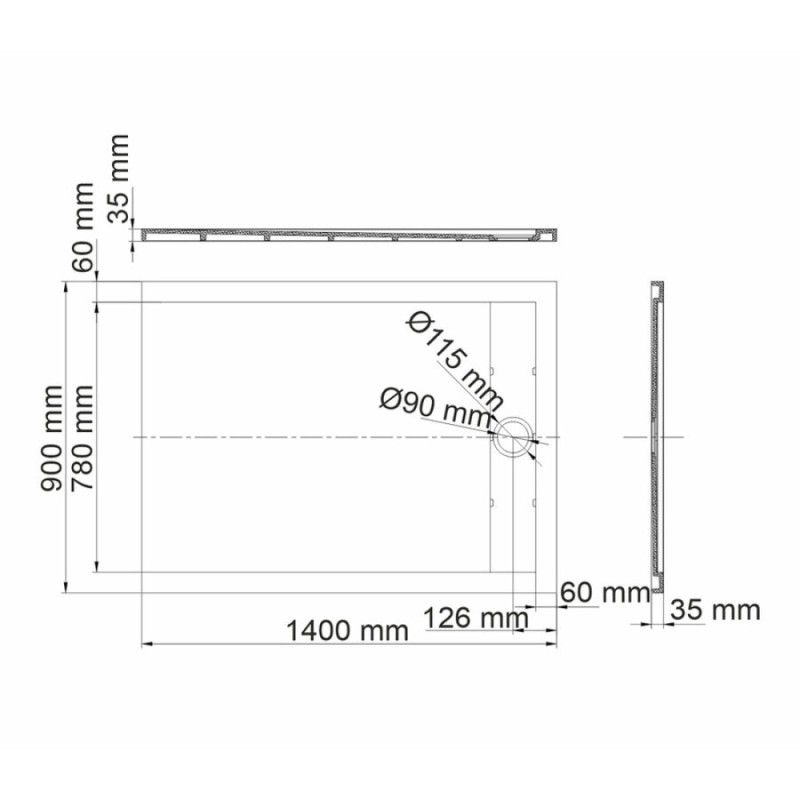Душевой поддон WasserKRAFT Mindel 85T 85T36, 140 х 90 см, белый матовый