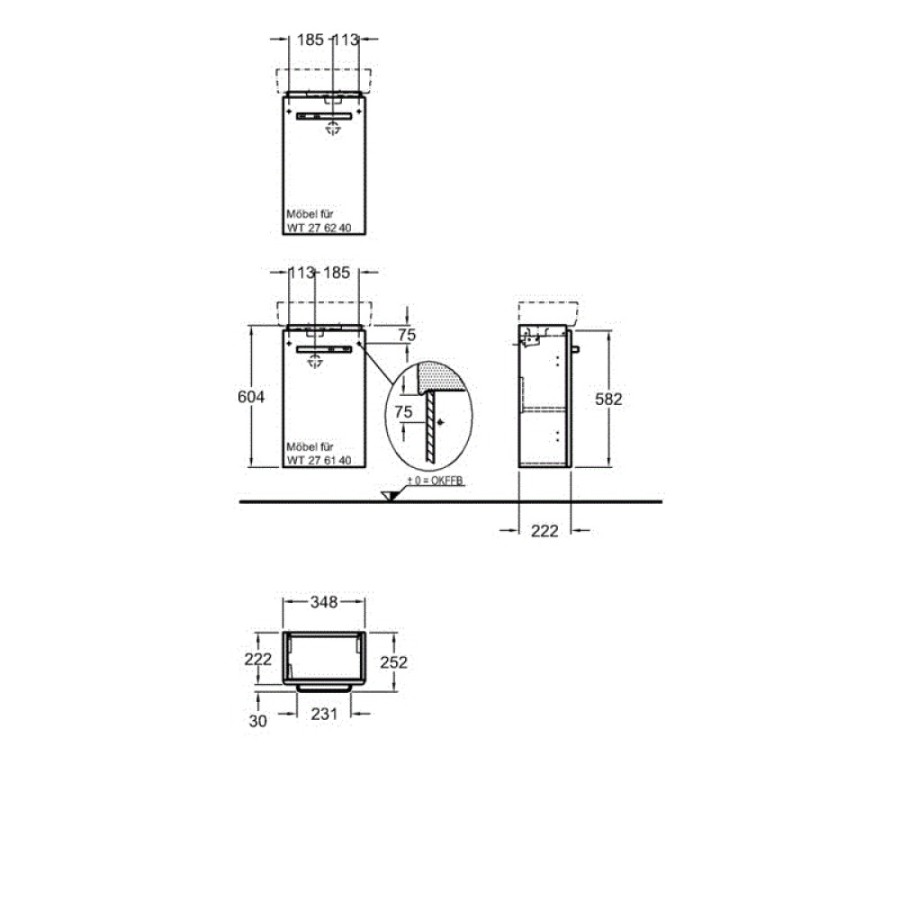 Тумба под раковину Geberit Renova Compact 862040000, 35 см, подвесная, цвет белый глянцевый