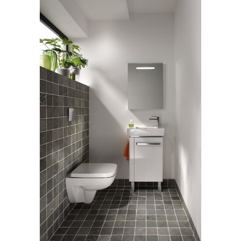 Тумба под раковину Geberit Renova Compact, 50 см, с полотенцедержателем слева, цвет белый глянцевый, 862250000
