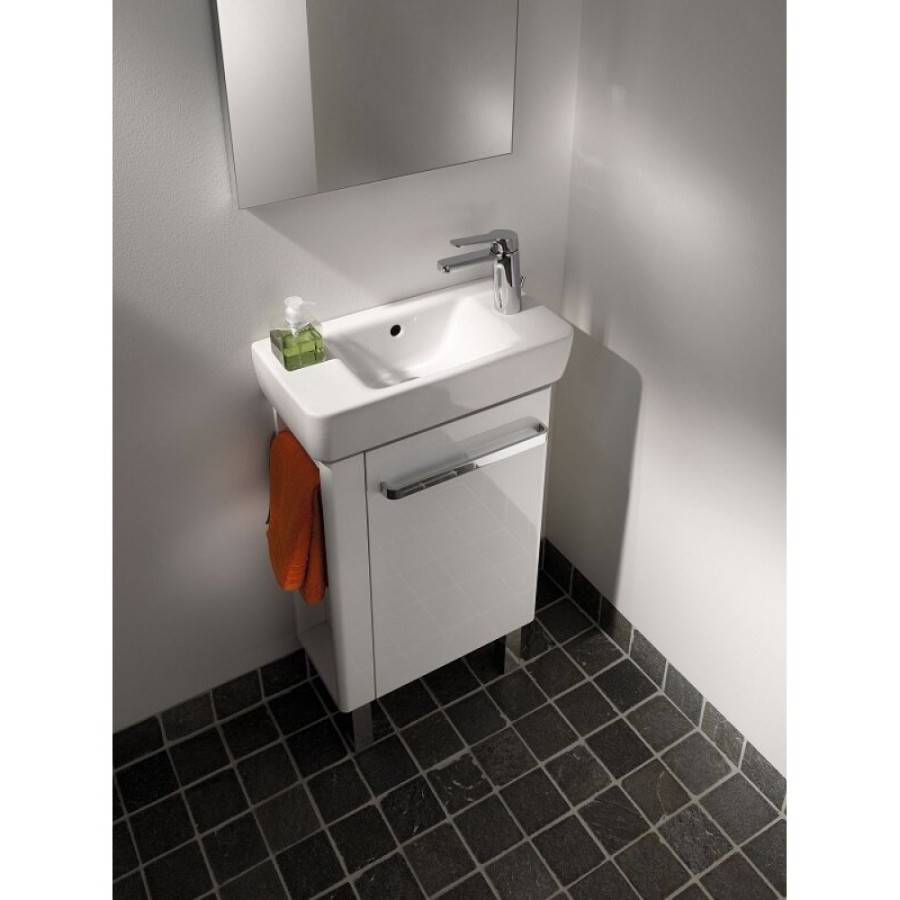 Тумба под раковину Geberit Renova Compact, 50 см, с полотенцедержателем слева, цвет белый глянцевый, 862250000