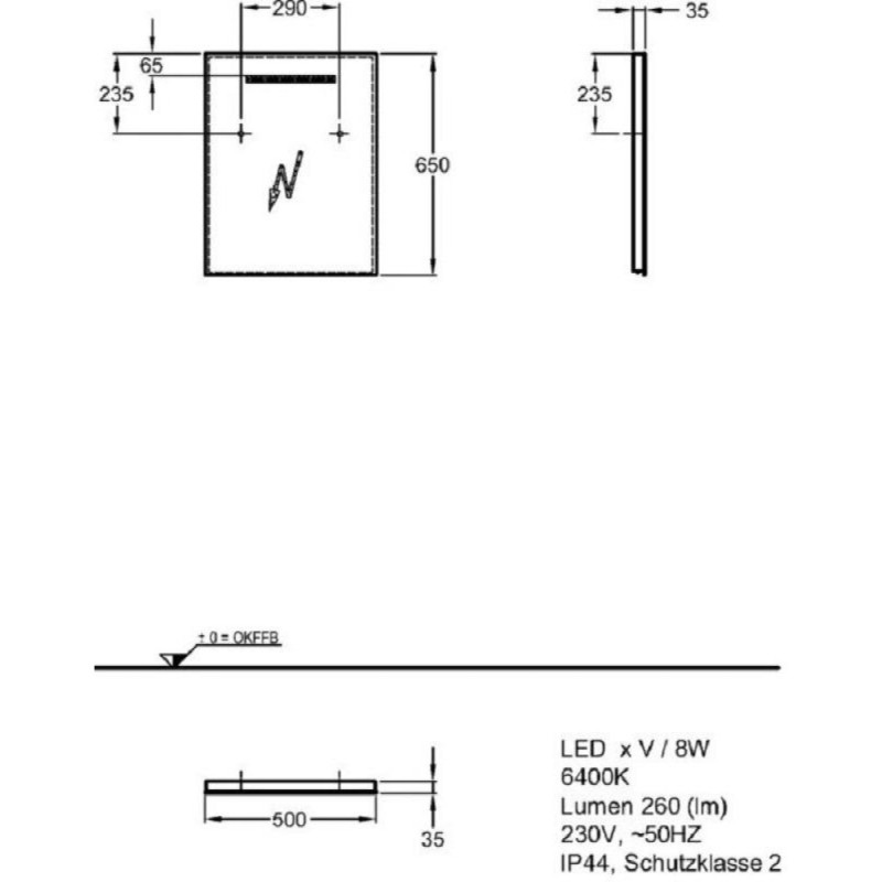 Зеркало Geberit Renova Nr. 1 862350000, 50 см, с LED подсветкой, белое