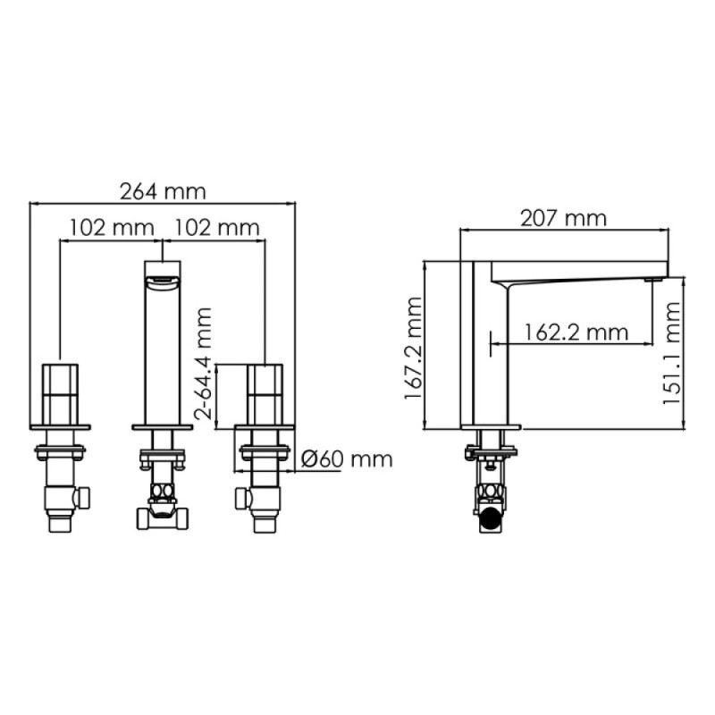 Смеситель скрытого монтажа для раковины WasserKRAFT Naab, хром, 8635