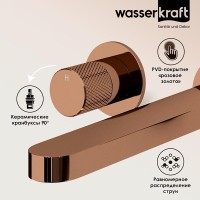 Смеситель для раковины WasserKRAFT Paar, золото розовое, 8845