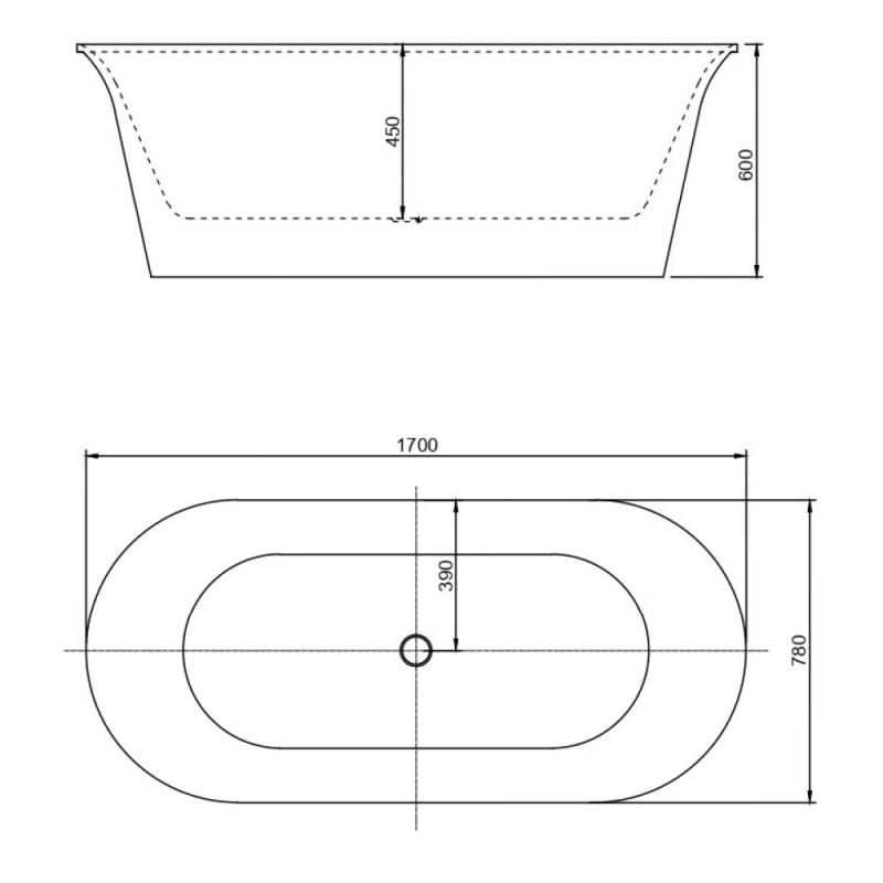 Ванна акриловая Aquanet Family Smart 170 x 78 см, белый матовый, 260053