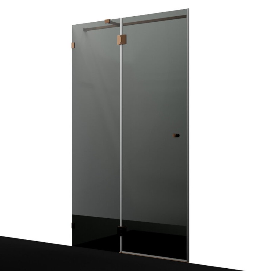 Душевая дверь WasserKRAFT Paar 88H 88H05-TG, 120 см, стекло тонированное, фурнитура золото глянцевое