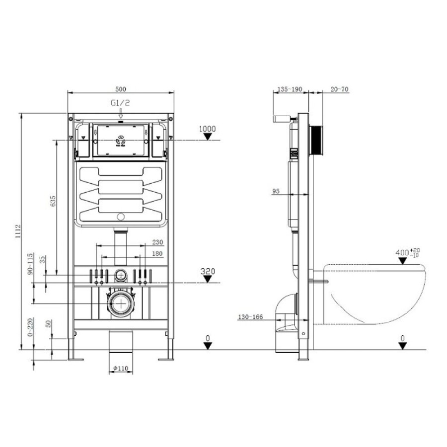 Инсталляция Allen Brau Pneumatic, 9.11101.20, для подвесного унитаза