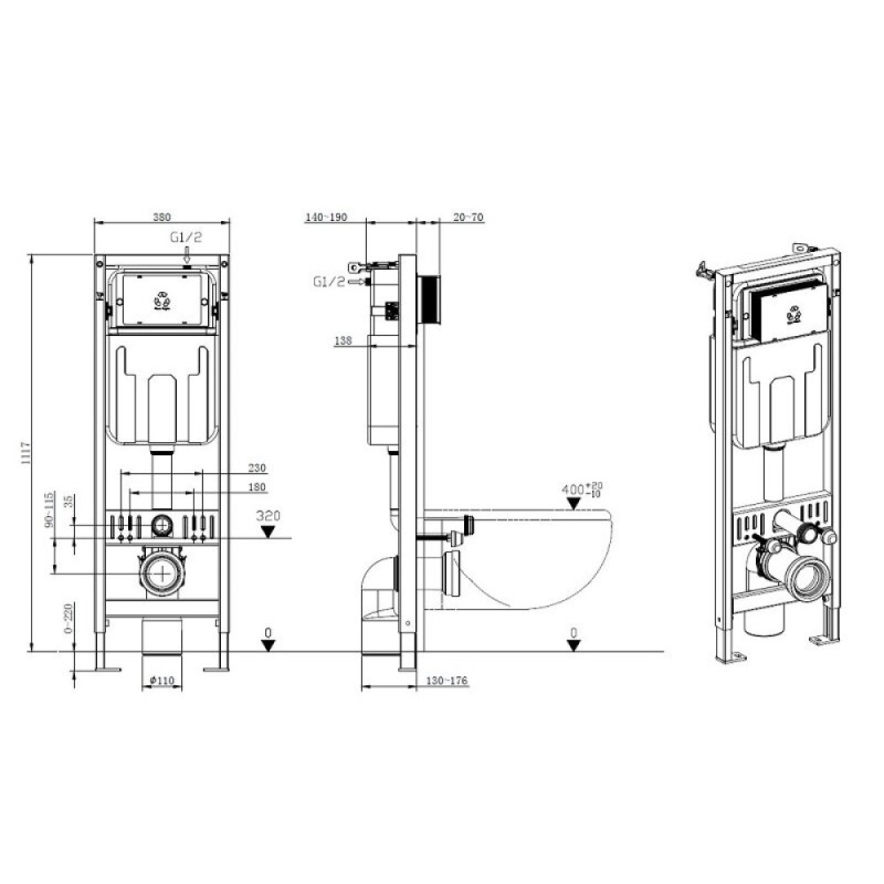 Инсталляция Allen Brau Pneumatic, 9.11102.20, для подвесного унитаза