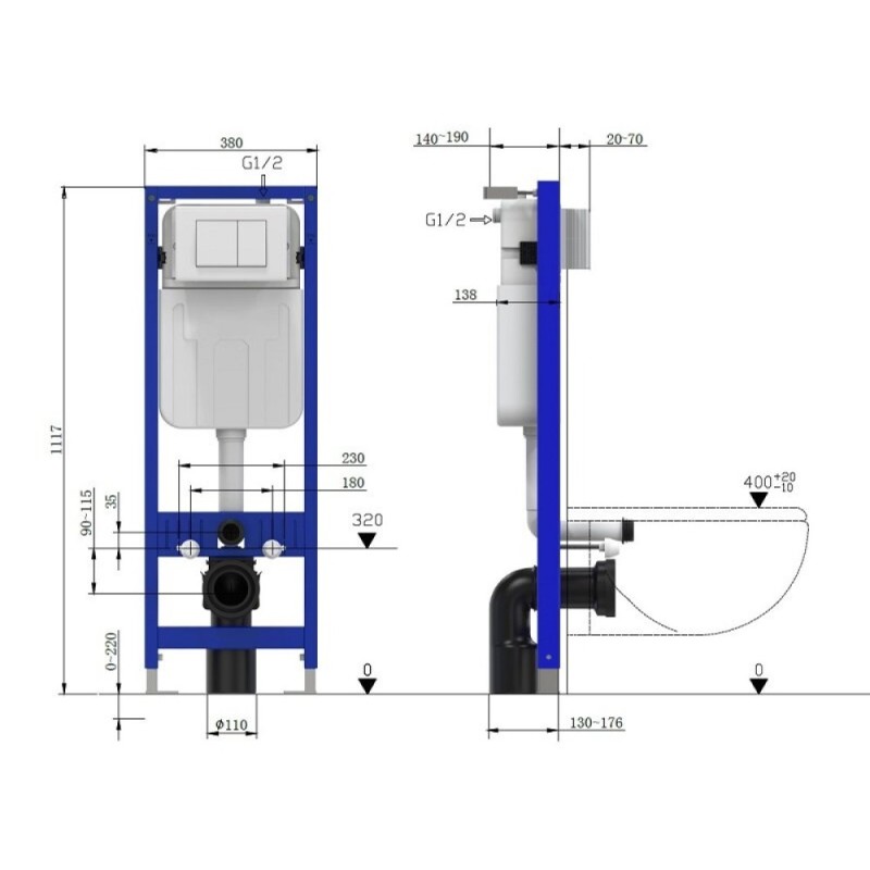 Инсталляция Allen Brau Pneumatic, 9.11102.20, для подвесного унитаза
