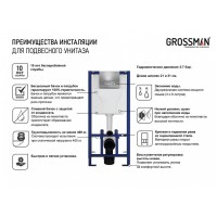 Инсталляция Grossman для подвесного унитаза, цвет синий, 900.T1.01.000