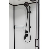 Душевая кабина Frank F409 Black, 90 х 90 см, низкий поддон, стекла прозрачные, профиль черный, 900904