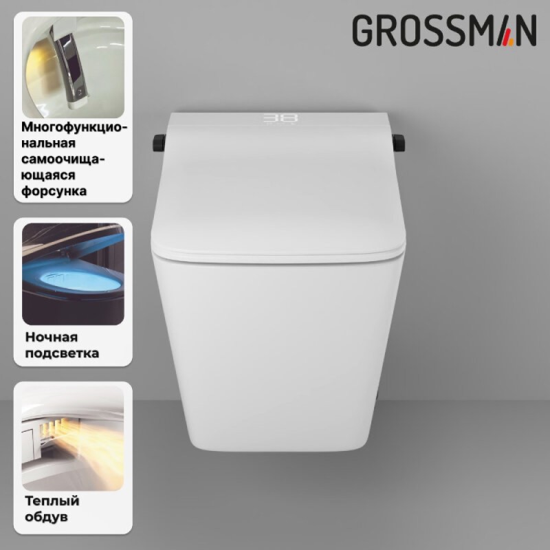 Инсталляция 901.5701.01.000 Grossman 901.K31.01.000, унитаз подвесной белый Grossman GR-5701 smart, с биде, сиденье микролифт