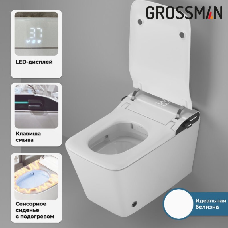 Инсталляция 901.5701.01.000 Grossman 901.K31.01.000, унитаз подвесной белый Grossman GR-5701 smart, с биде, сиденье микролифт