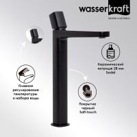 Смеситель для раковины WasserKRAFT Nuthe, черный матовый, 9103H