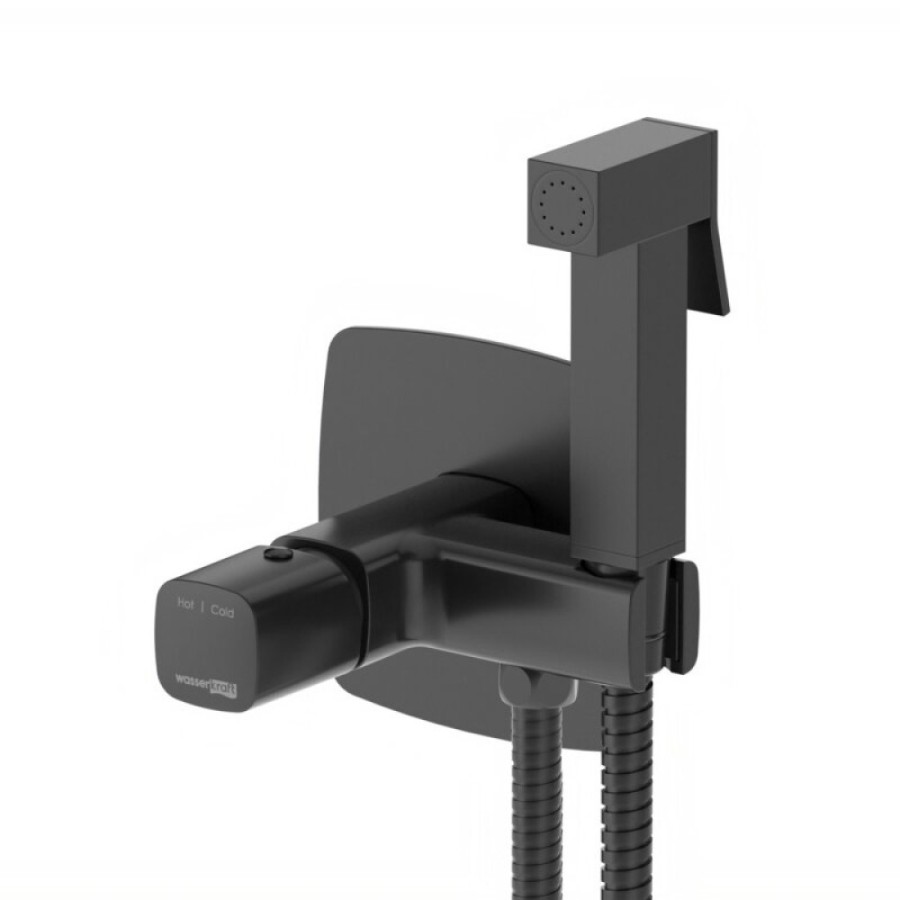Гигиенический душ WasserKRAFT Nuthe, 9138, со смесителем, черный матовый