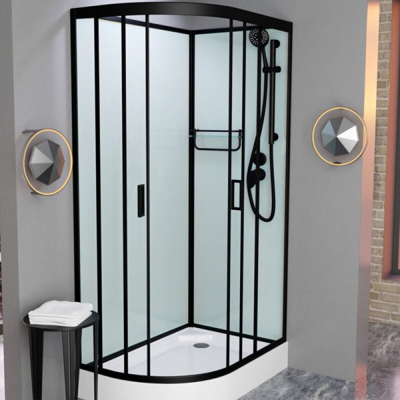Душевая кабина Frank F418R Black без крыши, 100 x 80 см, низкий поддон, стекла прозрачные, профиль черный, 914014
