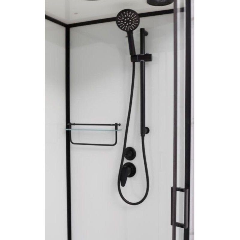 Душевая кабина Frank F418 R Black, 100 х 80 см, низкий поддон, стекла прозрачные, профиль черный, 914814