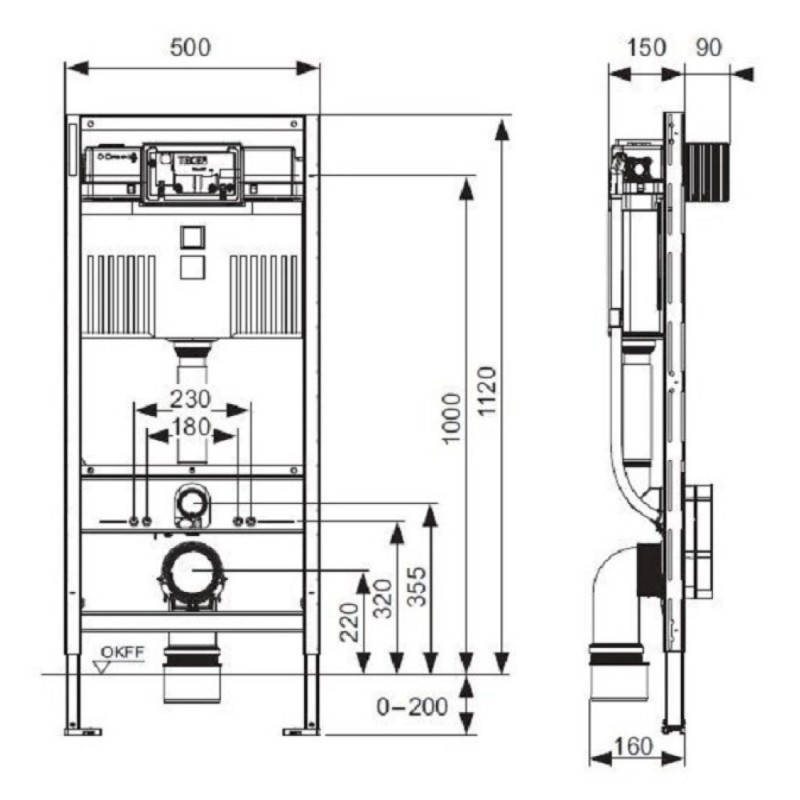 Инсталляция для унитаза TECEprofil 9300300, красный, серый