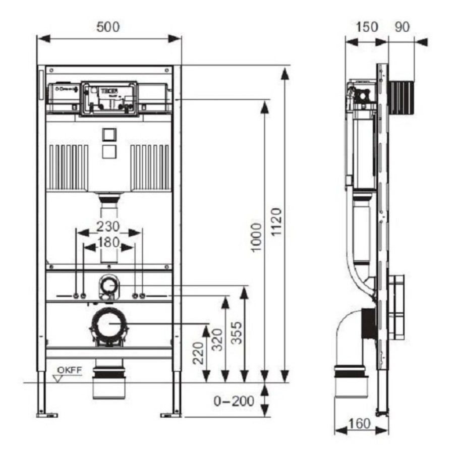 Инсталляция для унитаза TECEprofil 9300300, красный, серый