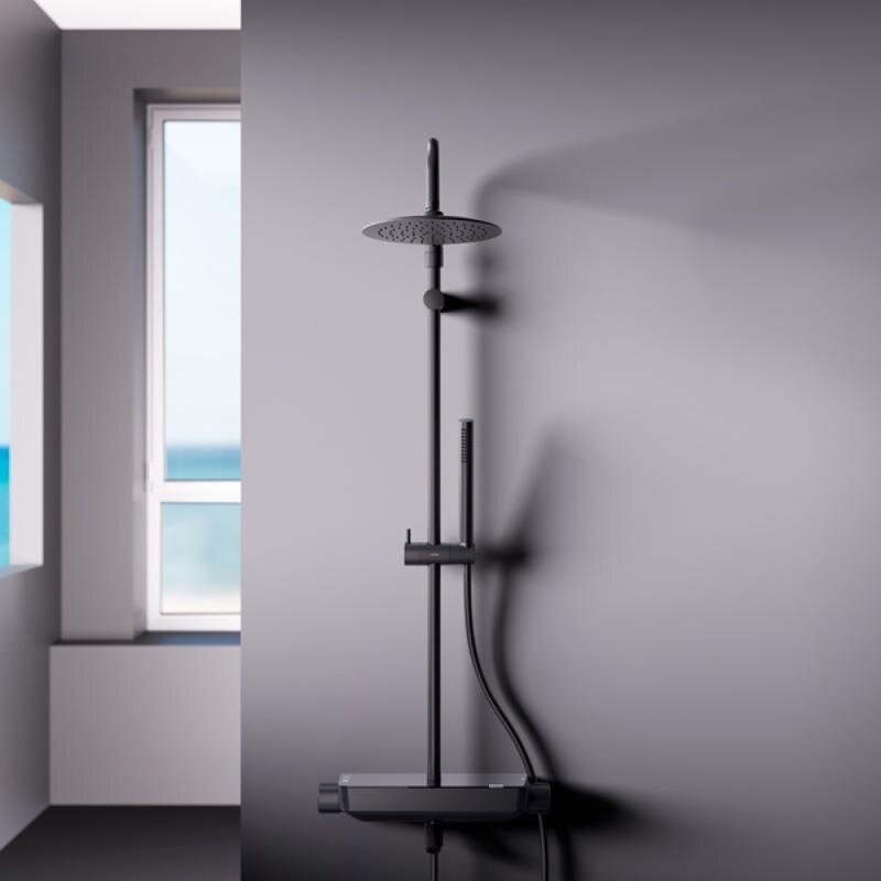 Душевая система Damixa Scandinavian Pure, с изливом, цвет черный матовый, 936730300