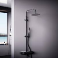 Душевая система Damixa Scandinavian Pure, термостатическая, с изливом, черный матовый, 936760300