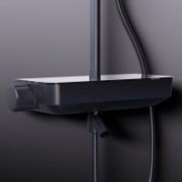 Душевая система Damixa Scandinavian Pure, термостатическая, с изливом, черный матовый, 936760300